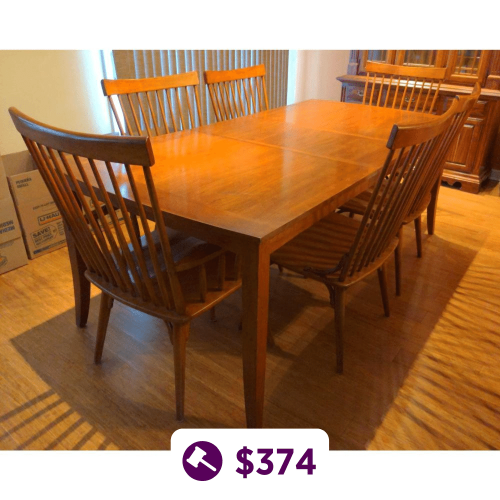 Wooden Dining Table & 6x Chairs