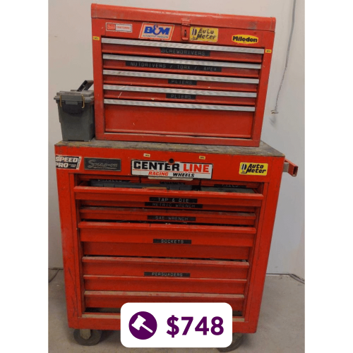 Red Snap-On Tool Chest Jammed Full of Quality Tools