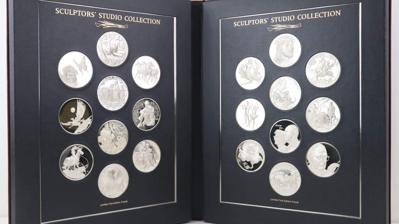 3009 franklin  mint sterling silver sculptors studio medals