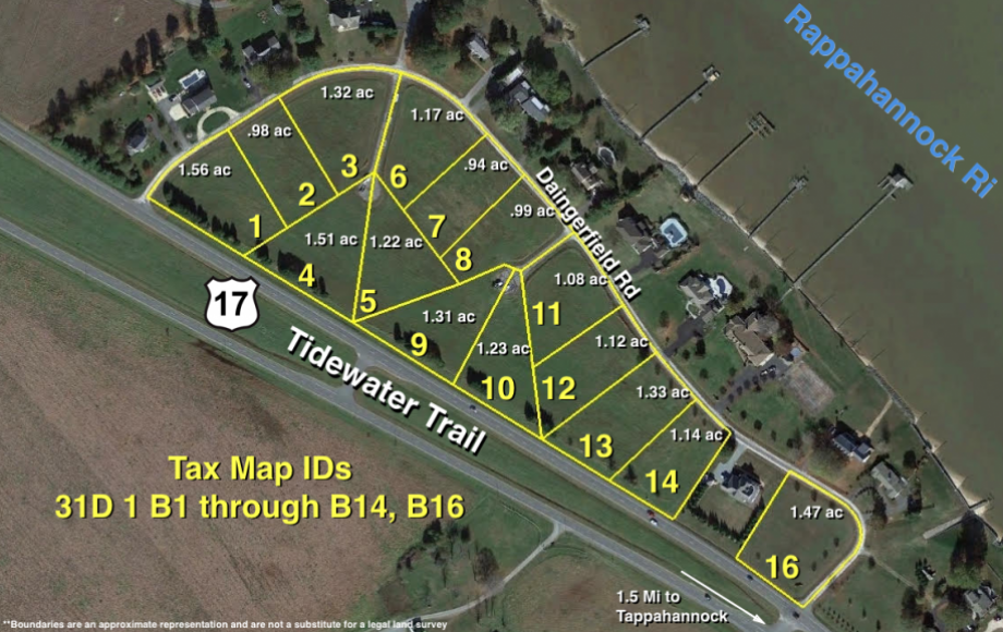 Image for 15 RIVER VIEW BUILDING LOTS in DAINGERFIELD SUBDIVISION on “THE GOLD COAST” in TAPPAHANNOCK, VA