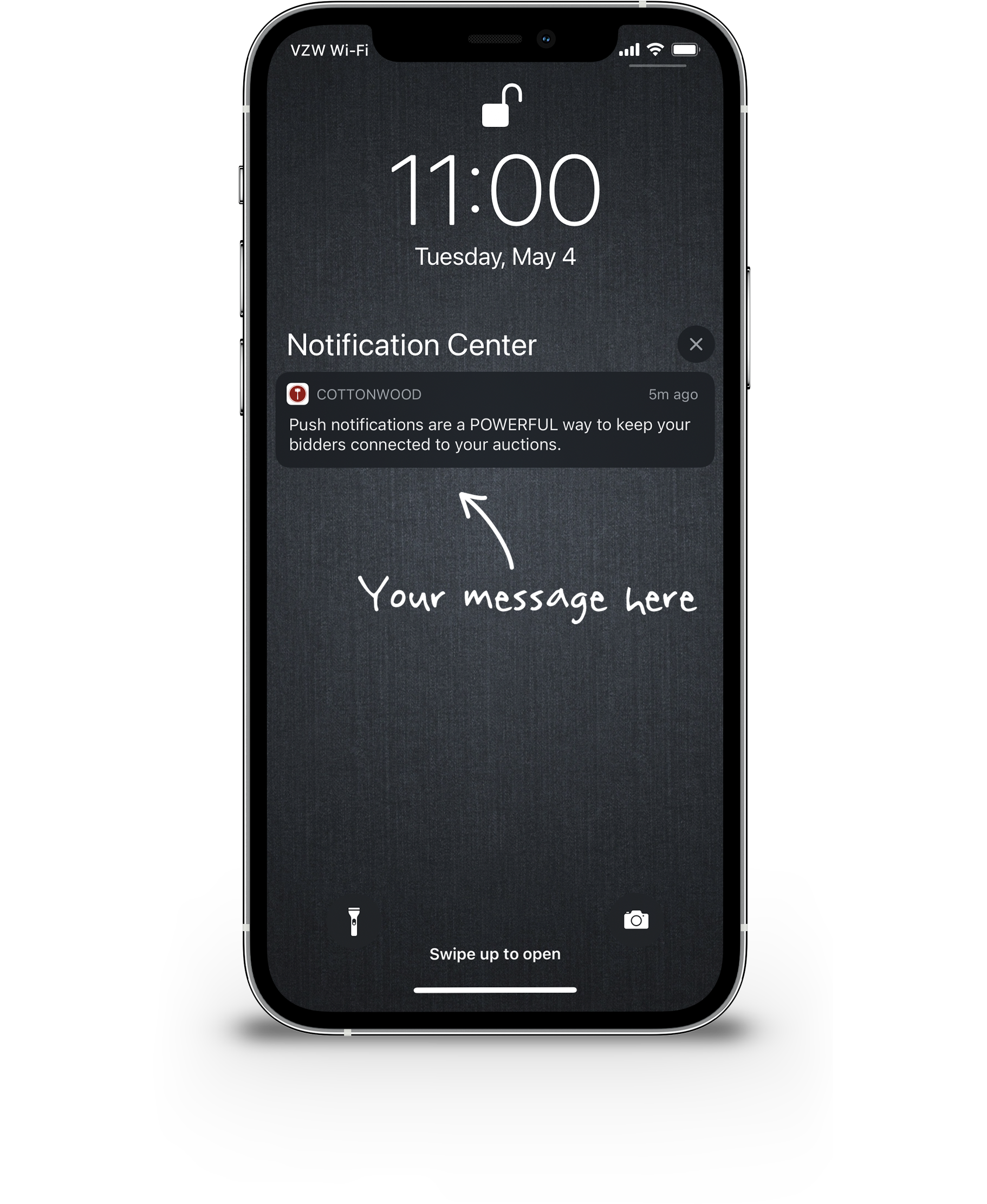 iphone lock screen with notification