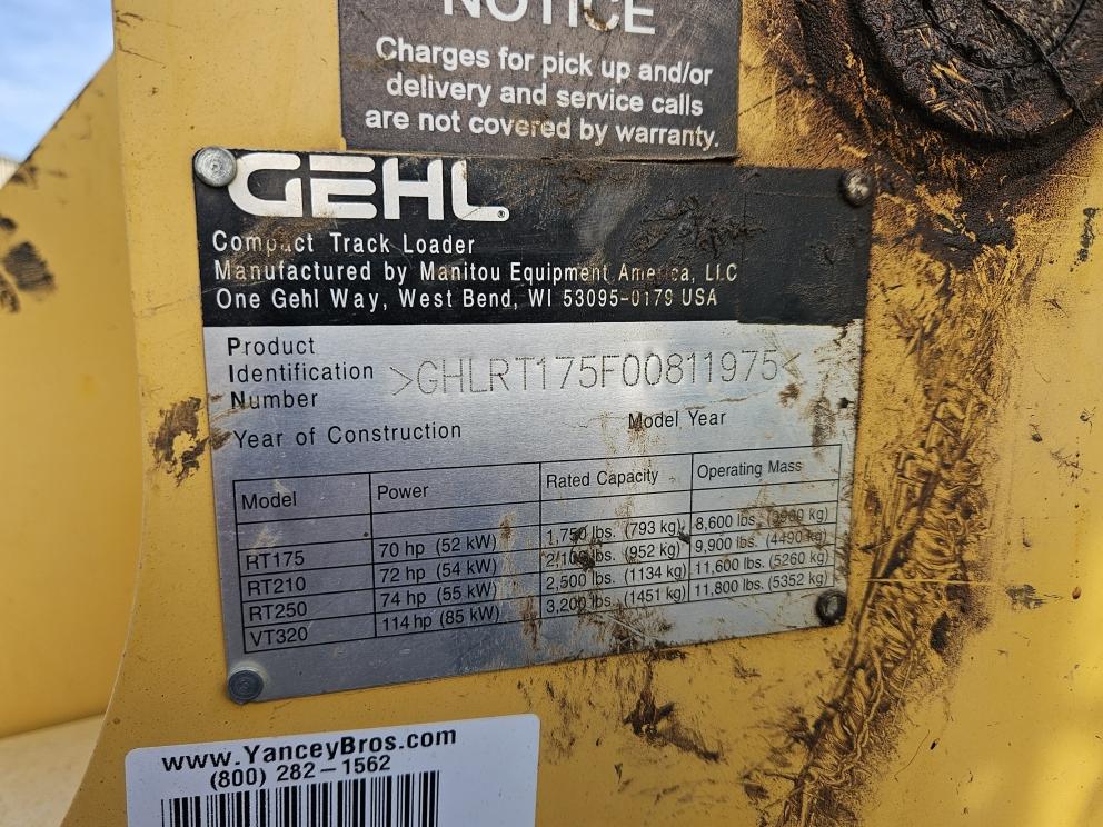 Image for 2017 Gehl RT175