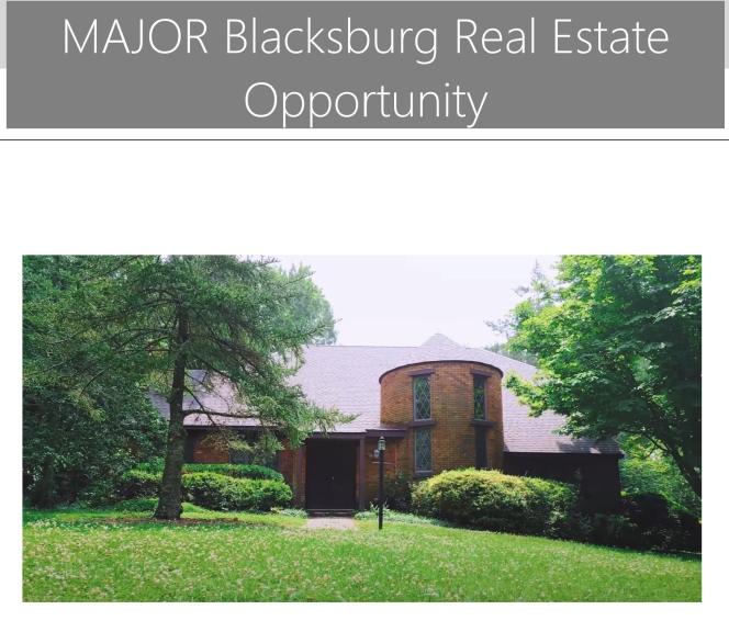 Image for MAJOR Blacksburg Real Estate Opportunity