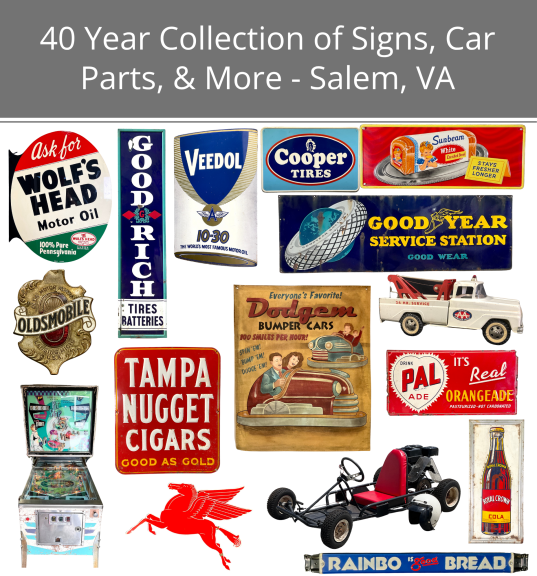 Image for 40 Year Collection of Signs, Car Parts, & More
