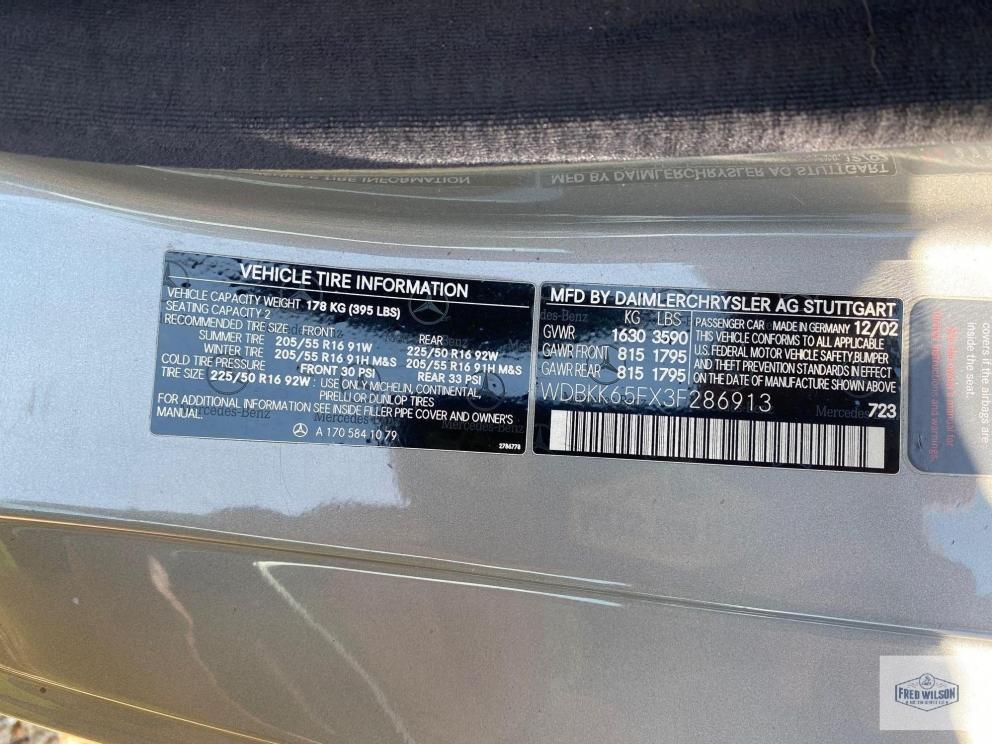 Image for 2003 Mercedes Benz SLK 320 Roadster