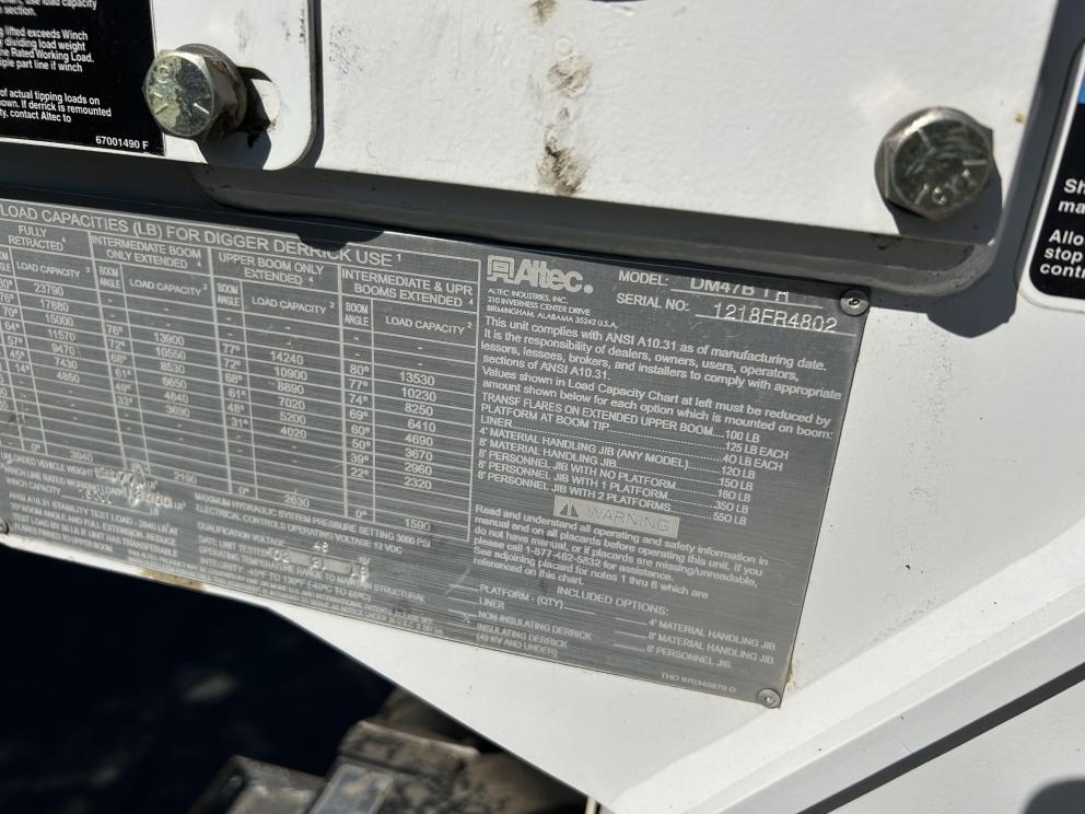 Image for 2019 Altec DM47BTR Digger Derrick Mounted on 2020 International MV607 S/A