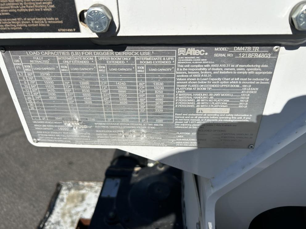 Image for 2019 Altec DM47BTR Digger Derrick Mounted on 2019 International MV607 S/A