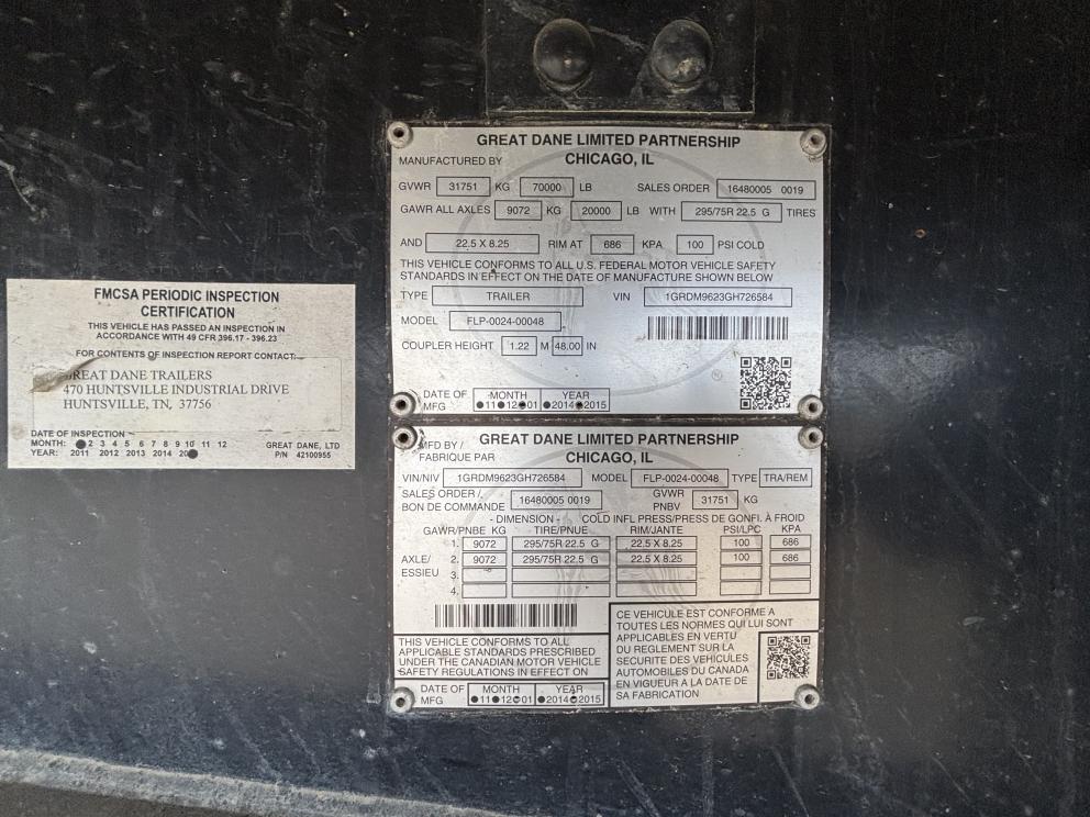 Image for 2015 Great Dane Transcraft 48ft Spread Axle Flatbed