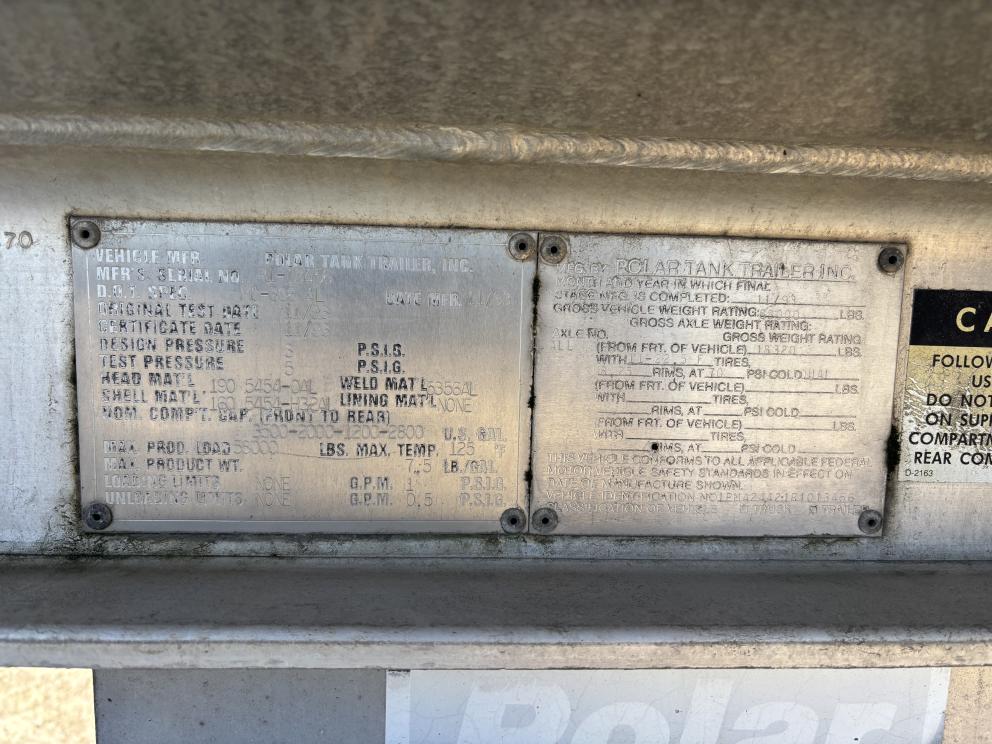 Image for 1993 Polar 43ft 9500 Gal Aluminum Tanker