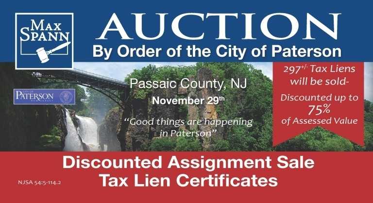 Image for 297+/- Tax Liens will be sold – Discounted up to 75% of Assessed Value in Paterson NJ-SOLD!