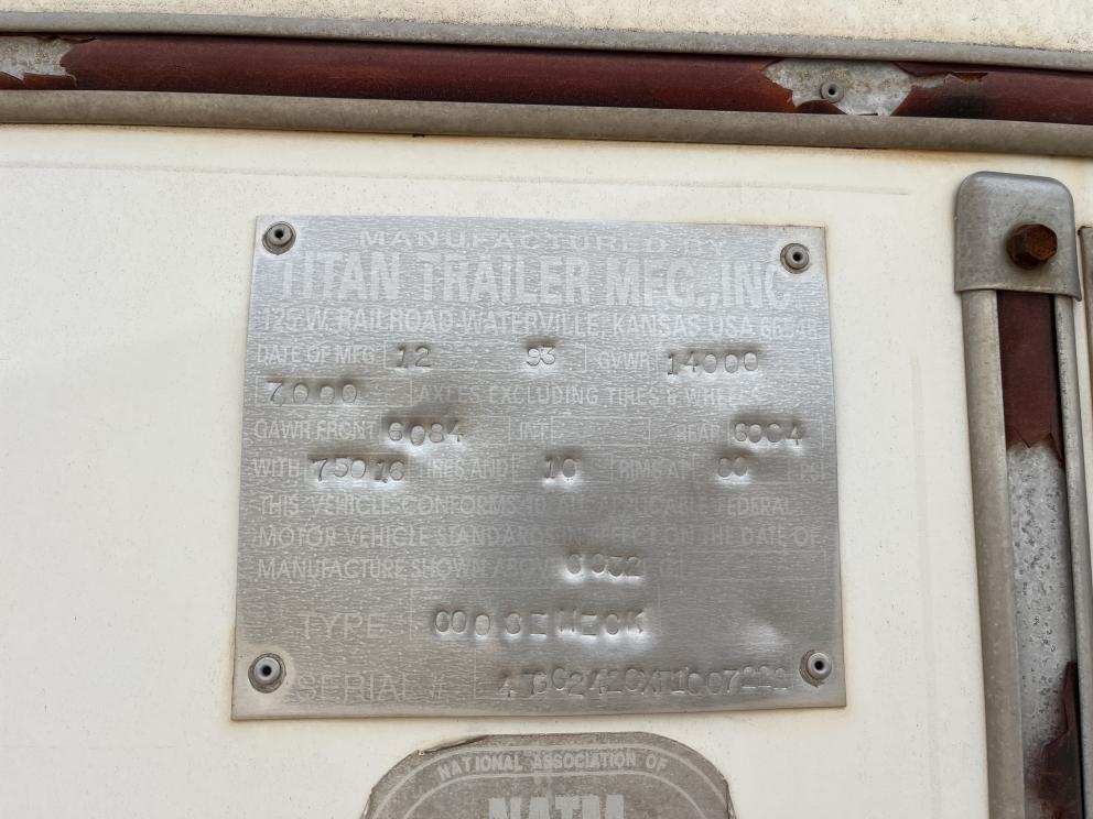 Image for 1993 Titan Trailer MFG INC