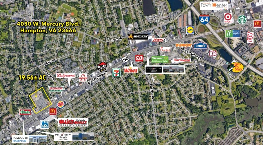 Image for SOLD: 19.56 Acres | Redevelopment Opportunity | 4030 West Mercury Blvd., Hampton VA 23666