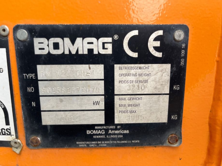 Image for 2012 Bomag BW124D-4 Smooth Drum Roller | Only 855 Hours!