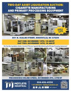 Image for Cigarette Manufacturing and Primary Processing Equipment Liquidation Auction