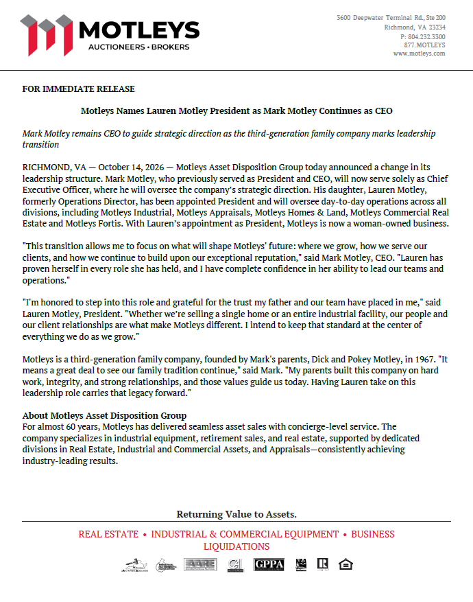 Motley's October 2026 Press Release
