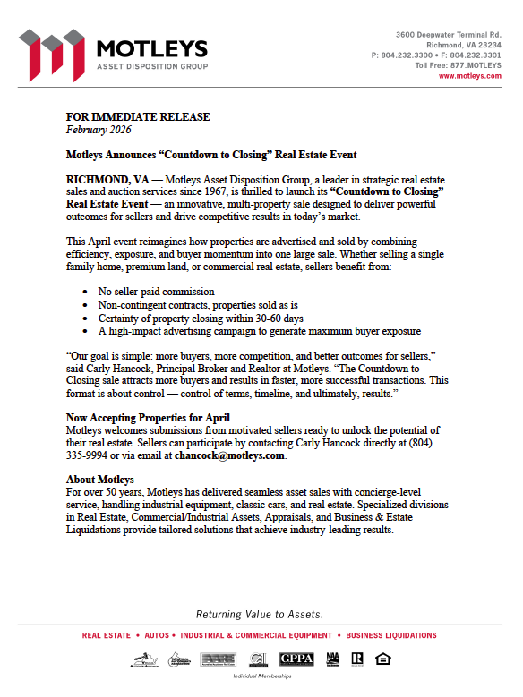 Countdown to Closing Event