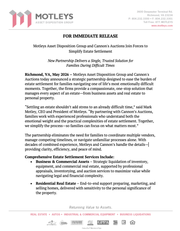 Motley's Cannons Press Release