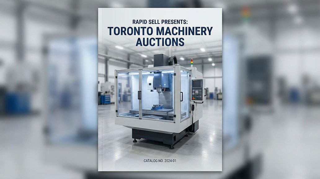 Toronto machinery auction catalog featuring a CNC machine