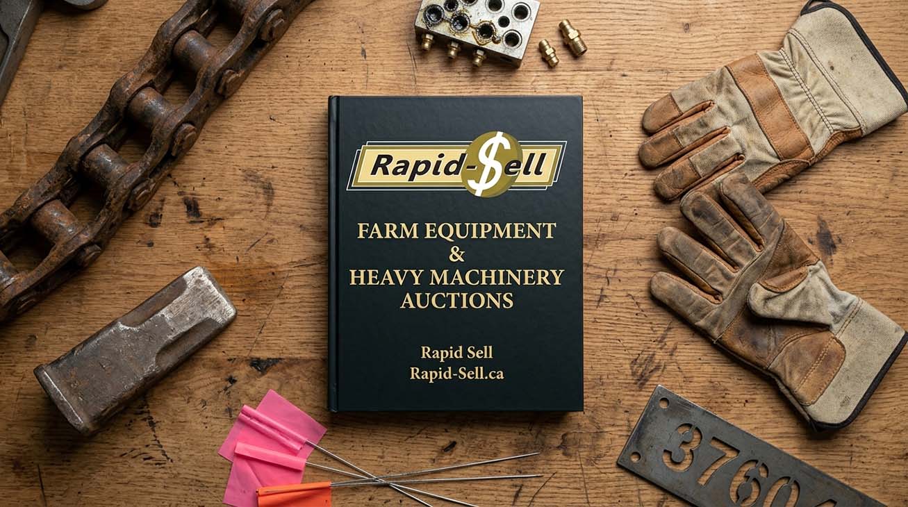 Farm equipment maintenance logbook service records and mechanical tools for auction seller preparation
