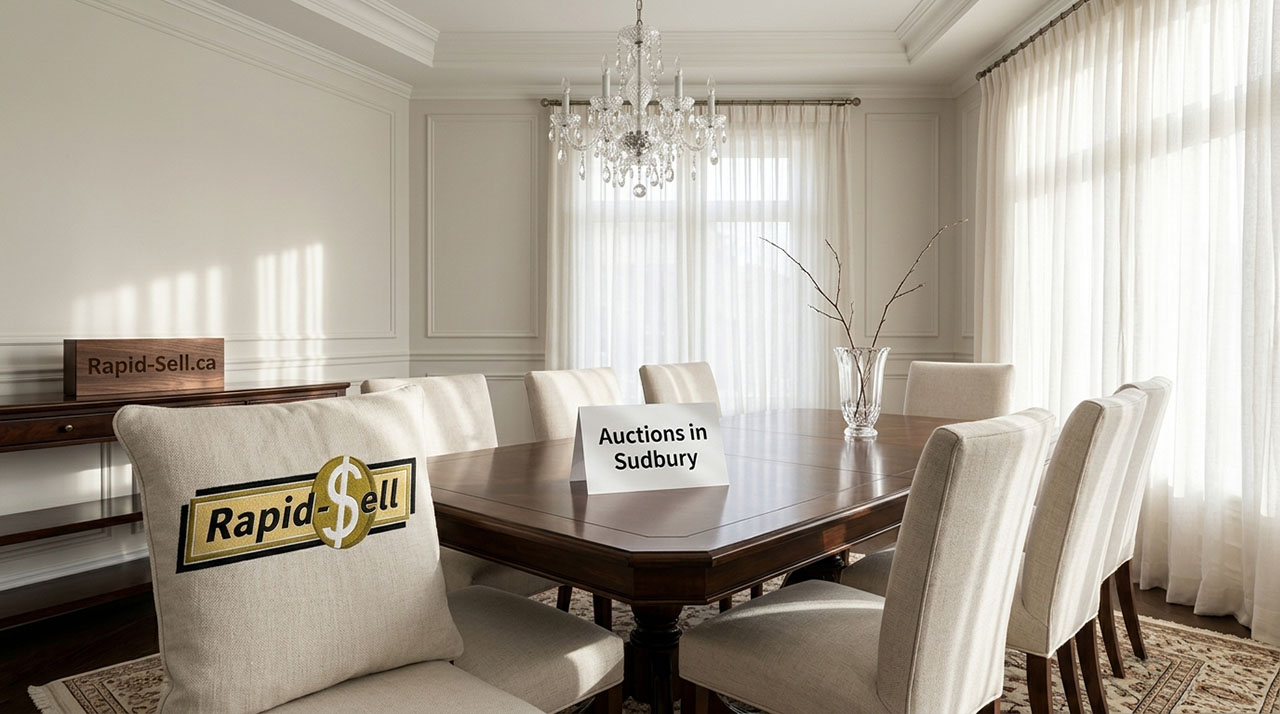 High-quality dining room furniture and home decor available at estate auctions across Sudbury and Toronto.