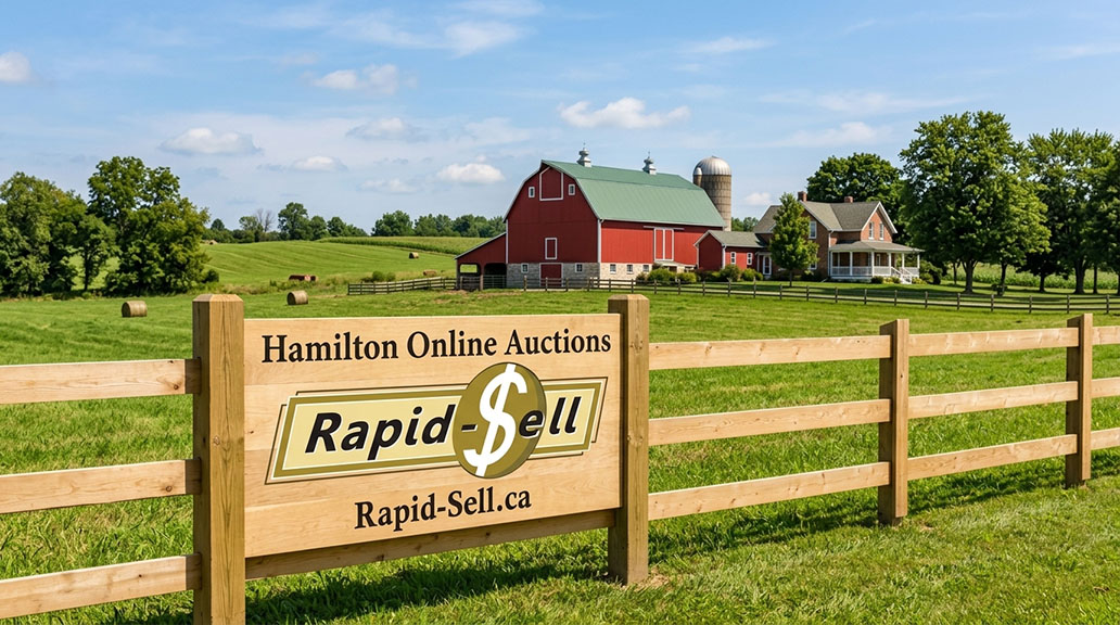 Red barn and farm pasture representing agricultural and heavy equipment auctions in Hamilton.