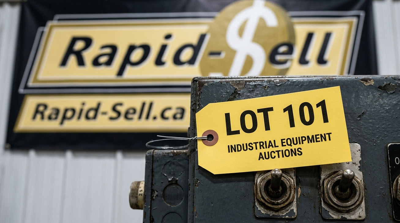 Industrial machinery, warehouse assets and shop equipment arranged for auction