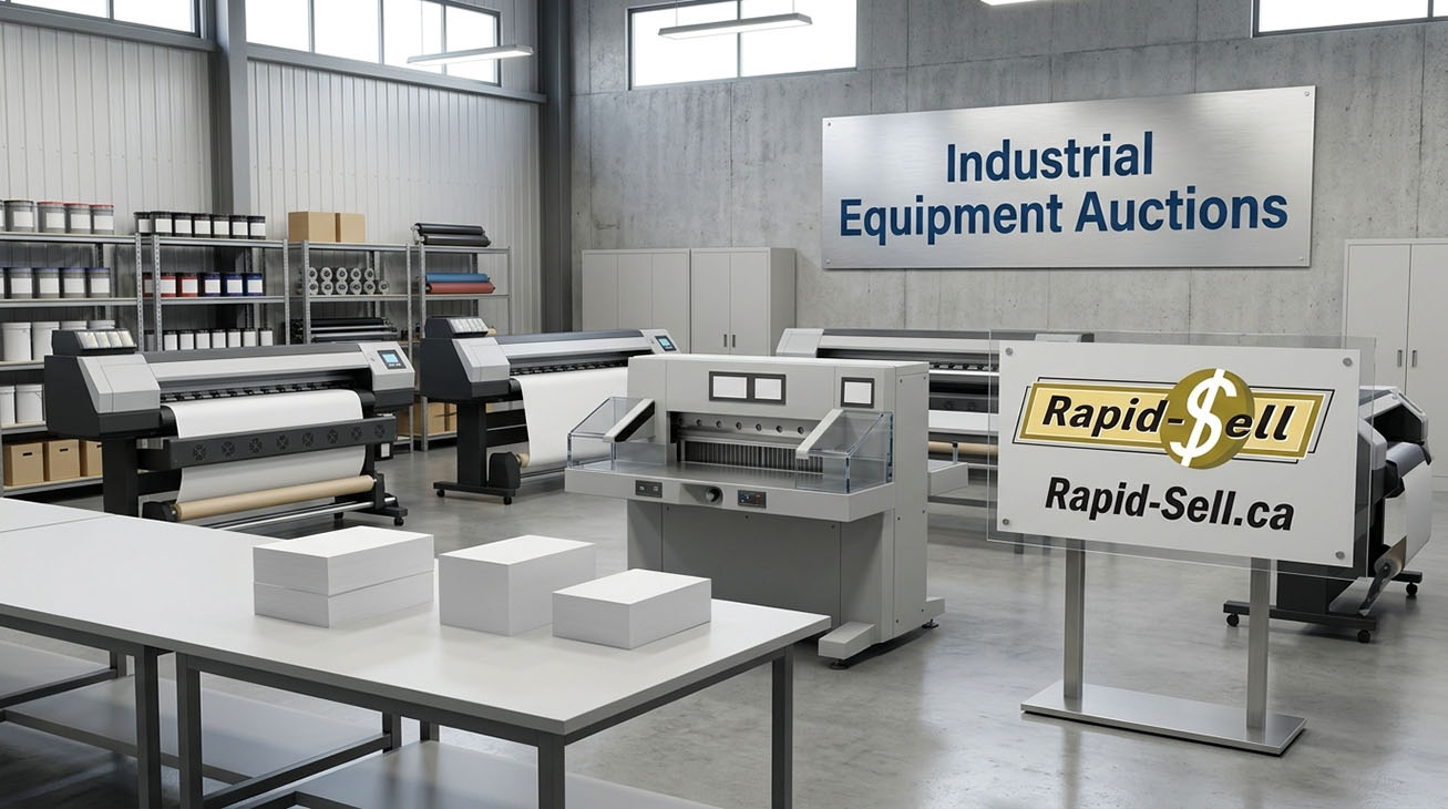 Clean commercial machinery arranged for clear industrial auction photography