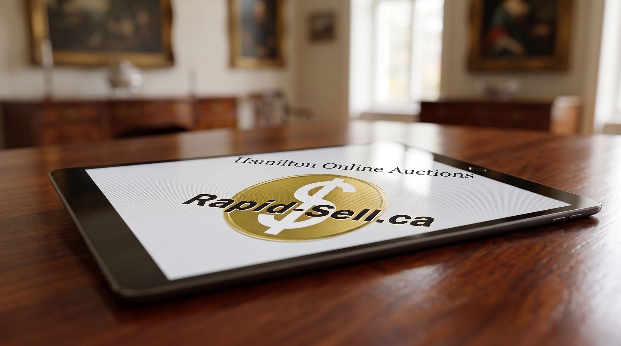 Bidding on Hamilton online auctions using a tablet device from home.