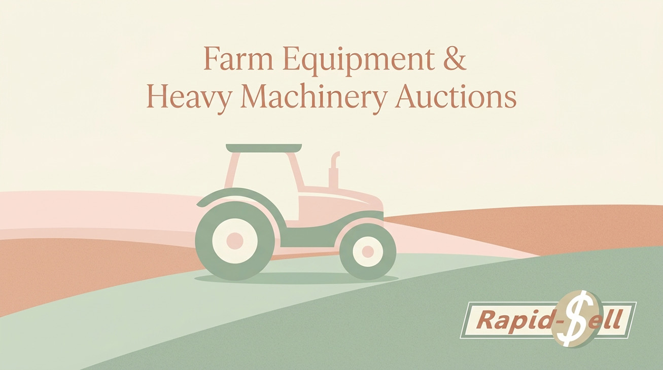 Minimalist graphic of a farm tractor representing Toronto and Ontario agricultural equipment trade