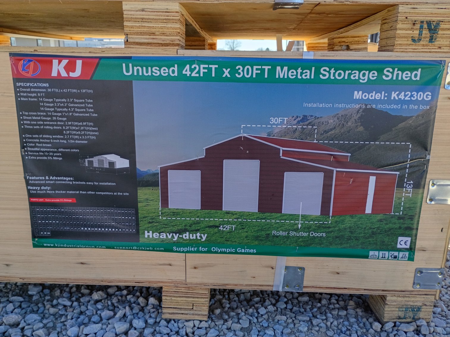 KJ 42'x30' Metal Storage Shed at Sexton Auctioneers auction
