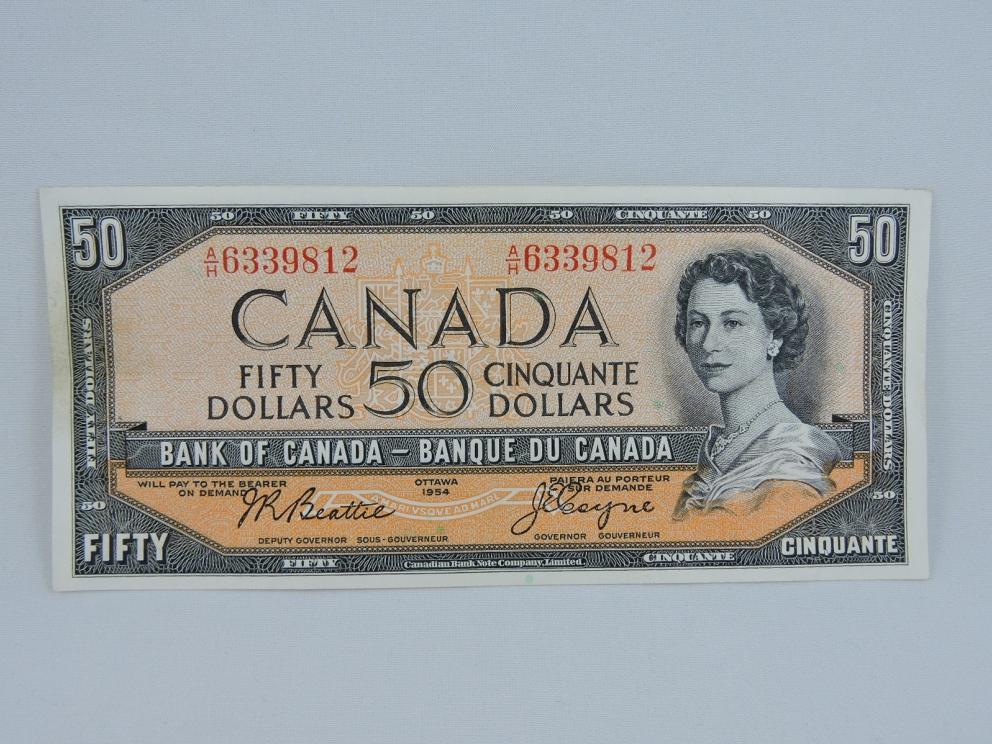 Image for Investment Quality Currency 1954 $50 Canadian Banknotes