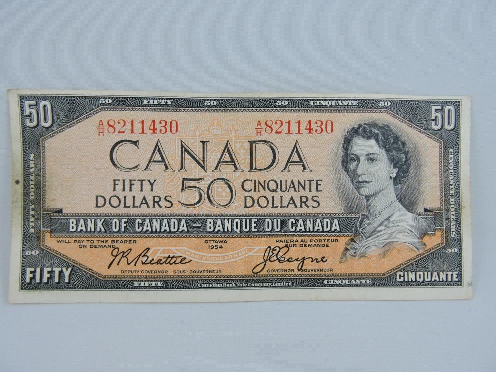 Image for Investment Quality Currency 1954 $50 Canadian Banknotes