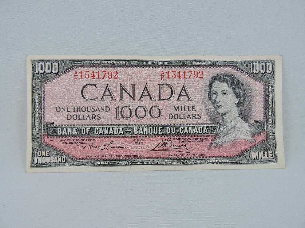 Image for 1954 $1000 Investment Quality Canadian Banknotes