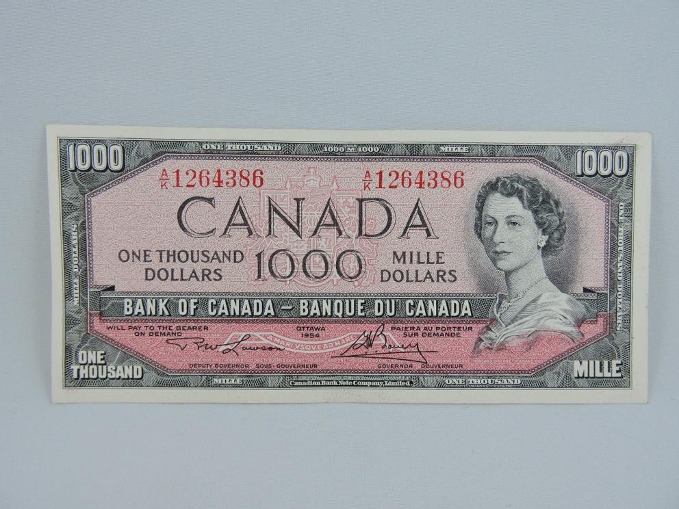 Image for 1954 $1000 Investment Quality Canadian Banknotes