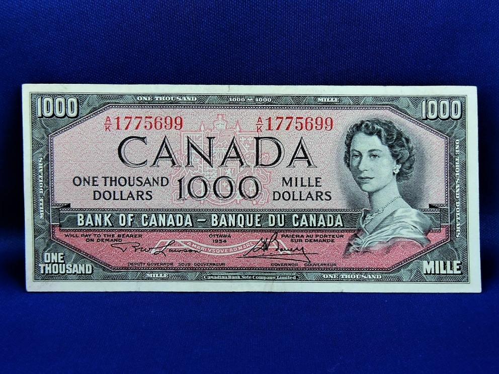 Image for 1954 $1000 CANADIAN BANKNOTE .. INVESTMENT QUALITY COLLECTIBLE