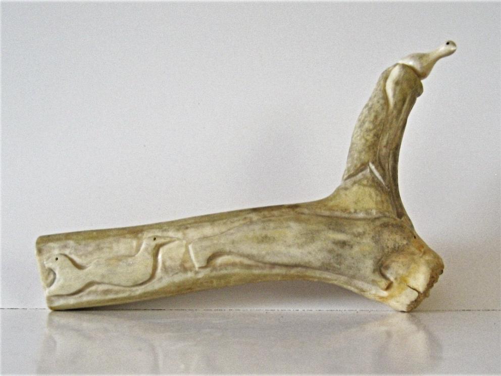 Image for INUIT CARVING BIRD PERCHED ON CARIBOU ANTLER