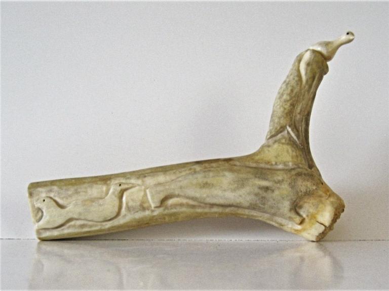 Image for INUIT CARVING BIRD PERCHED ON CARIBOU ANTLER