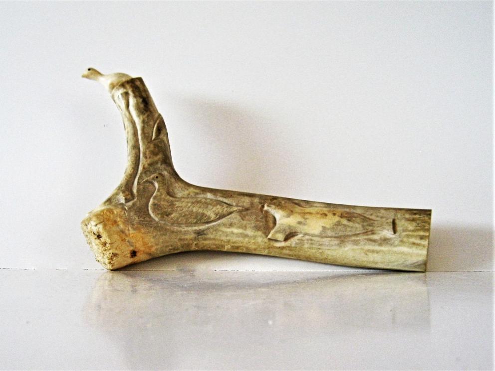 Image for INUIT CARVING BIRD PERCHED ON CARIBOU ANTLER
