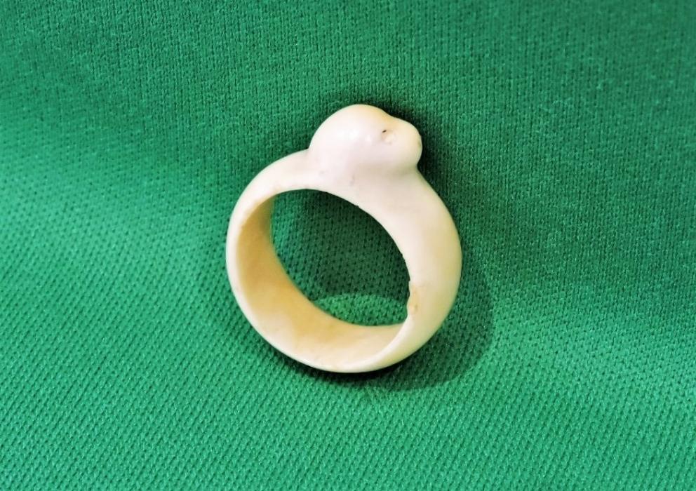 Image for FOSSILIZED IVORY OR MAMMOTH TUSK CARVED RING AUCTION