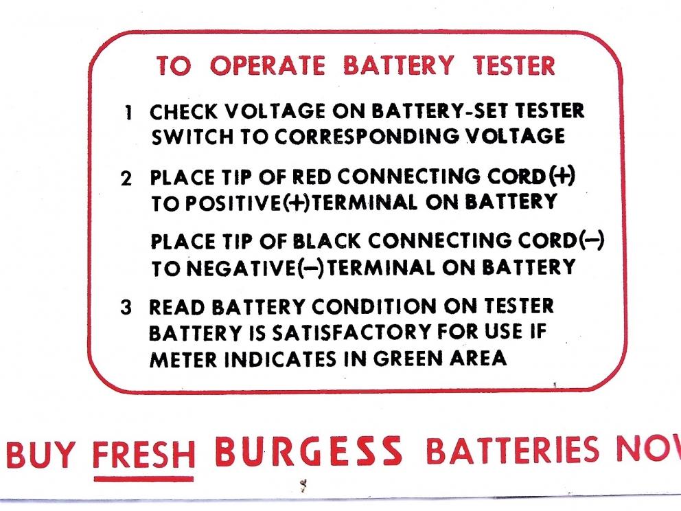 Image for BURGESS BATTERY TESTER VINTAGE RETRO