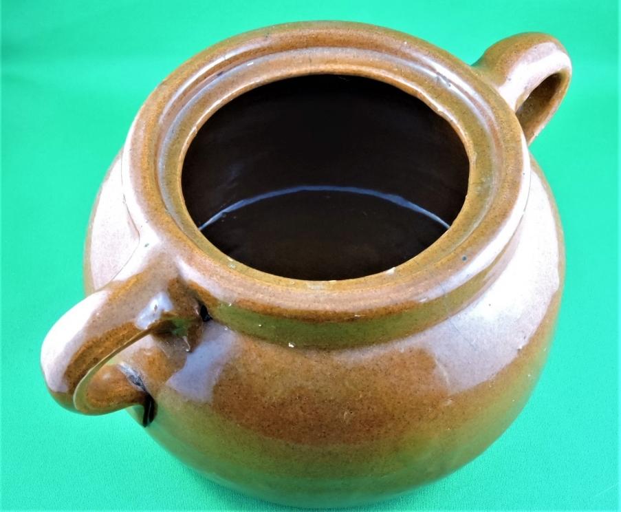 Image for VINTAGE BROWN STONEWARE BEAN POT