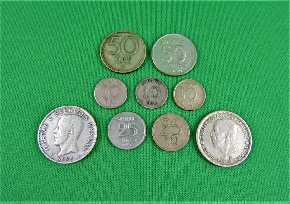 Image for SWEDEN COINAGE VARIOUS YEARS 1909 - 1956