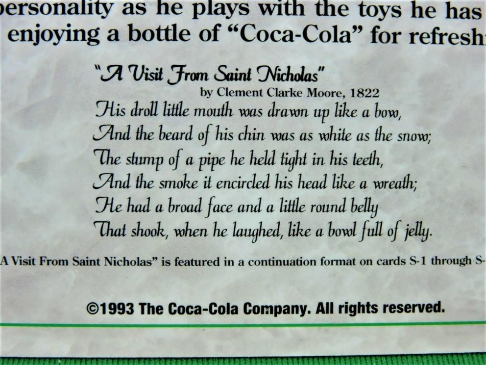 Image for Coca Cola - Santa - Coke Series 1993 1 Card S8