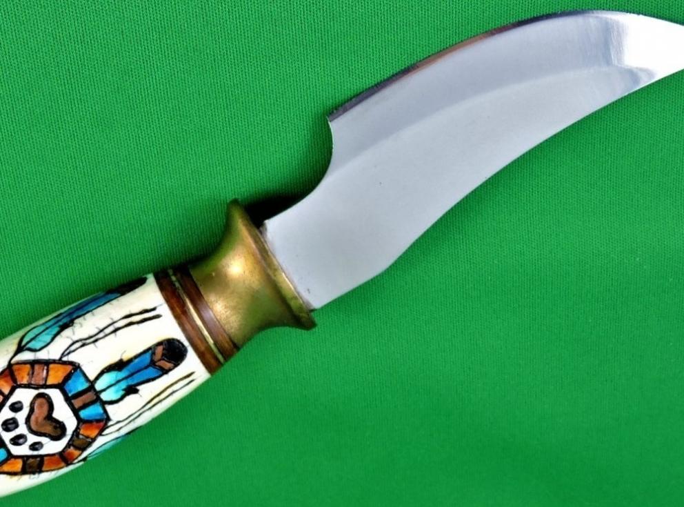 Image for Wolf Paw Print Hunting Knife - Mandella on Handle