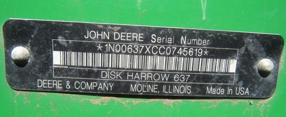 Image for John Deere Disk Harrow - Model 637 - Rural Municipality of Dufferin