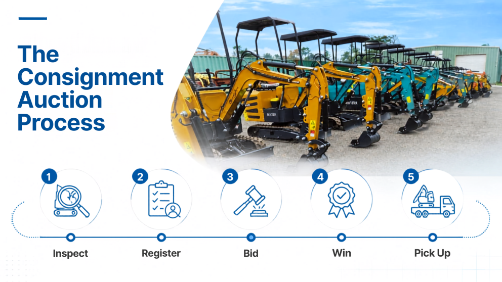 Heavy equipment auction process infographic